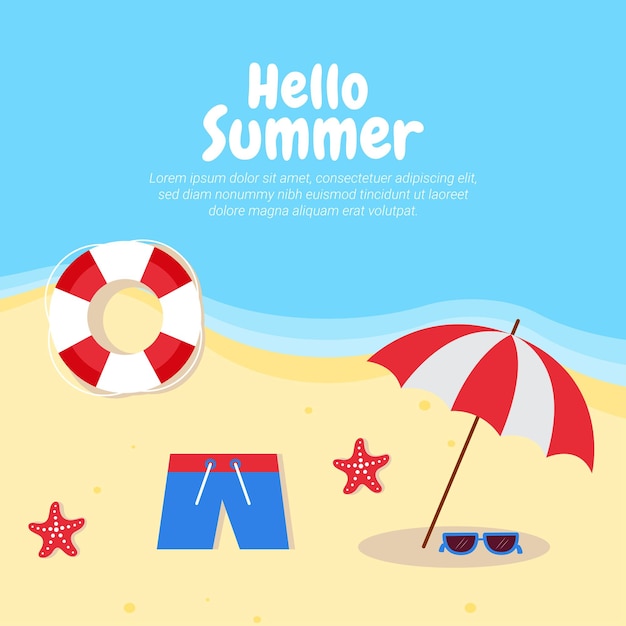 Vector summer season celebration flat background