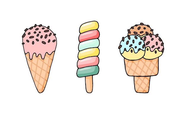 Summer set of ice cream