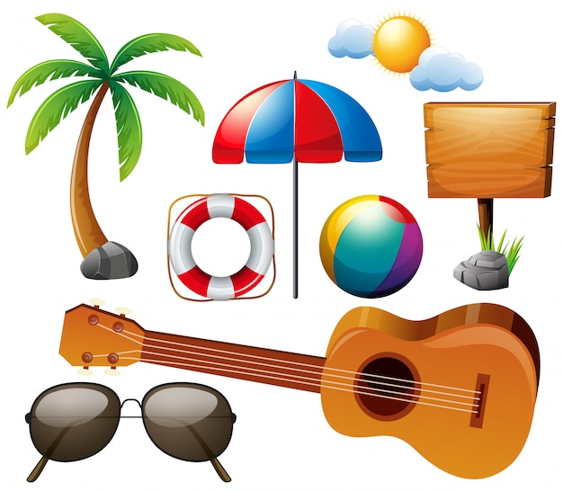 Summer set with guitar and other elements