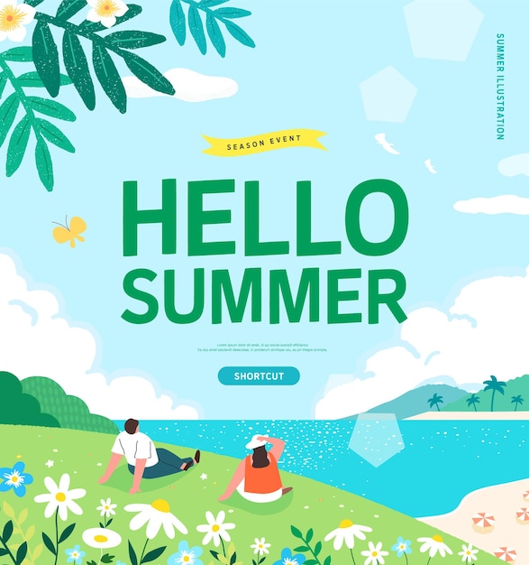 Vector summer shopping event illustration banner