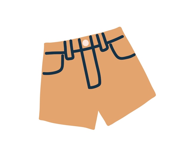 Pantaloncini estivi. abbigliamento moda donna per le vacanze. indossare la spiaggia. mini pantaloni casual con tasche. indumento femminile moderno, abbigliamento da viaggio. illustrazione vettoriale piatta isolata su sfondo bianco.