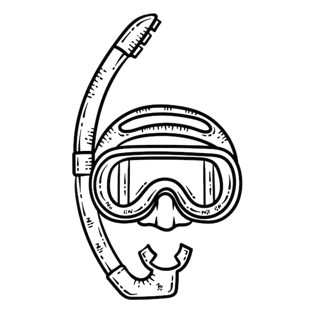 Vector summer snorkel line art coloring page for adult