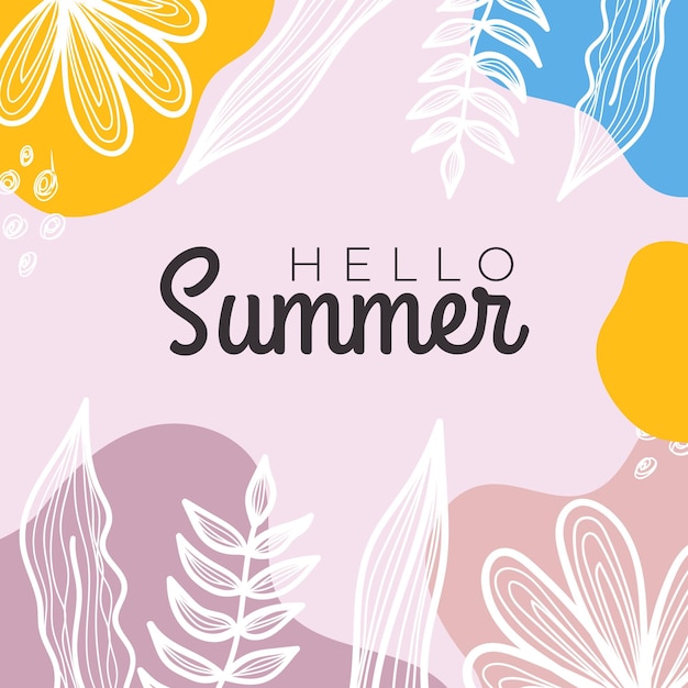Летний баннер в социальных сетях с цветами и тропическим летним листом.