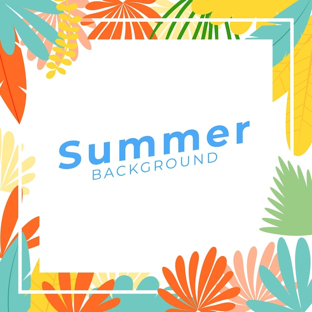 Summer social media banner with flowers and tropical summer leaf. instagram post template with summer theme