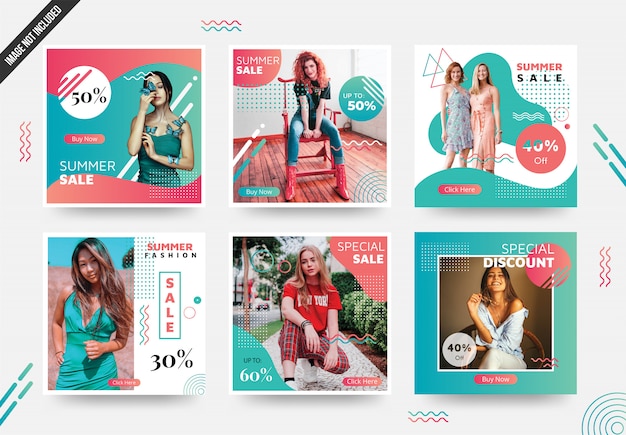 Summer social media post template con colori unici