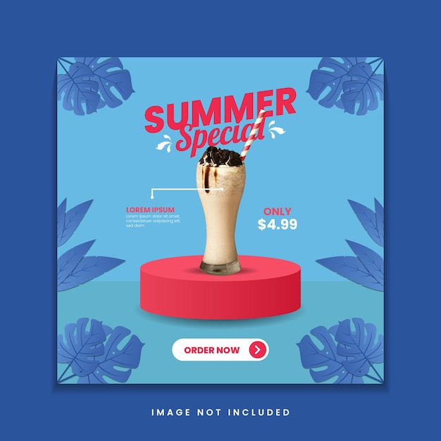 Summer special drink menu social media post template