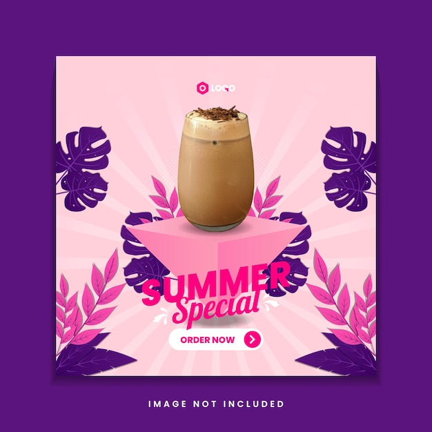 Vector summer special drink menu social media post template