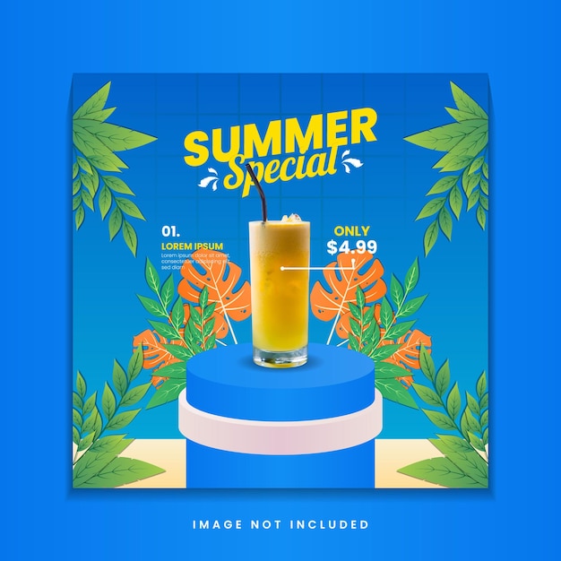 Summer special drink menu social media post template