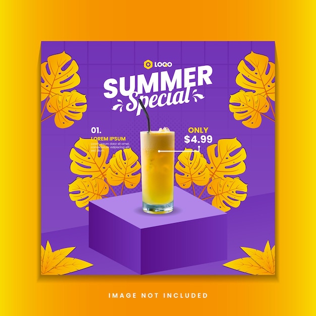 Summer special drink menu social media post template