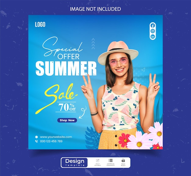 Vector summer special instagram poster design