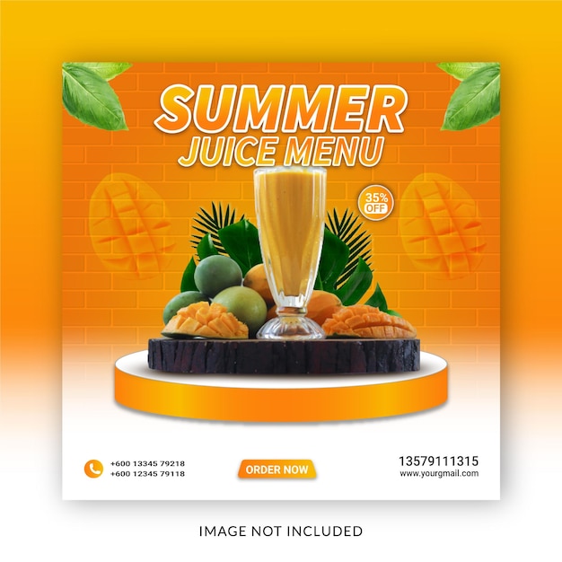 Summer Special Juice Menu Social Media Post Instagram Banner Template