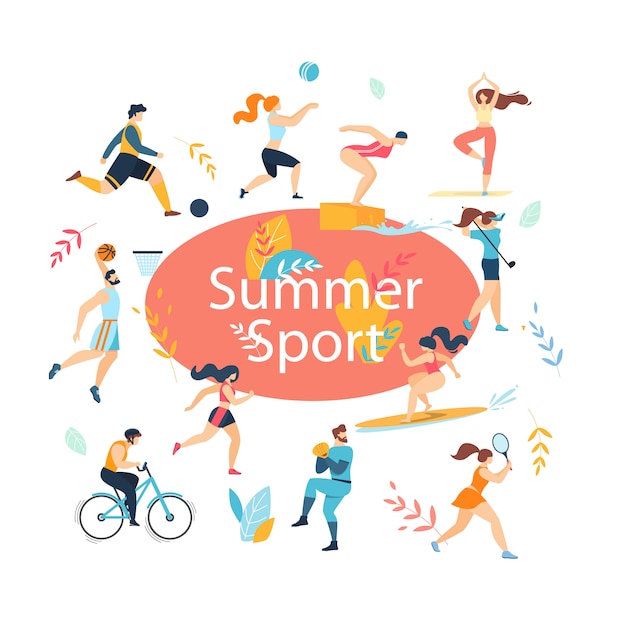 Summer sport activities set.