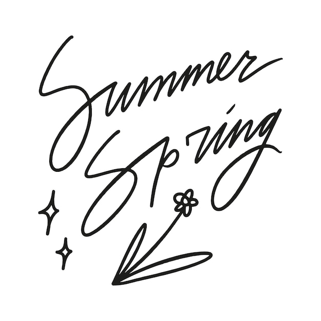 Summer spring lettering shop sale groovy handmade text quote vector illustration