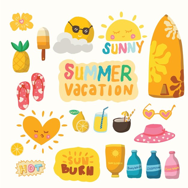 Vector summer sticker set