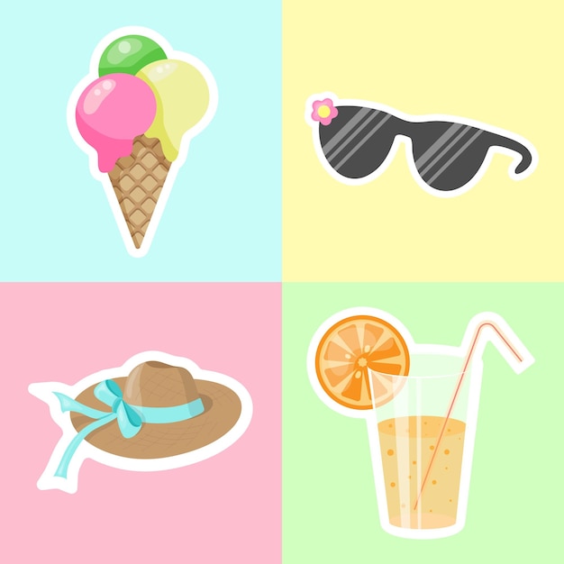 Vettore summer stickers