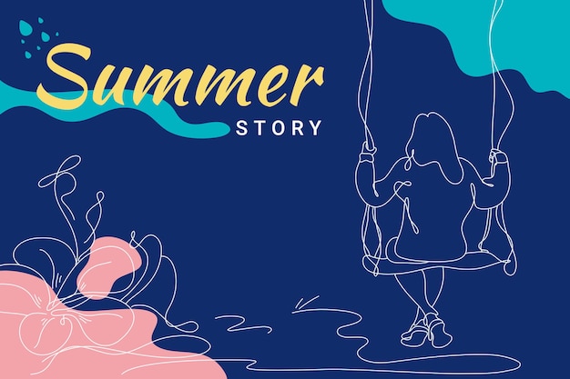 Summer story illustrazione piatta sfondo astratto line art materiale di promozione delle vendite