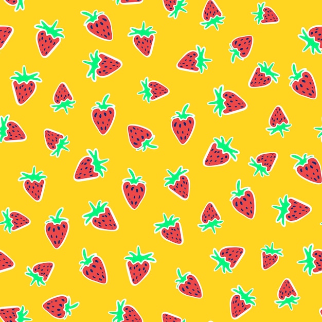 Vector summer strawberries pattern decorative vector seamless pattern repeating background tileable wallp