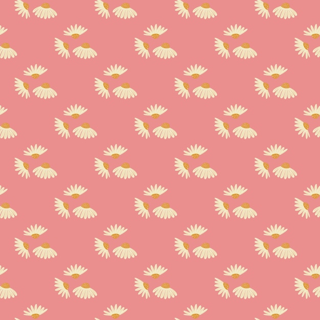 Summer style seamless pattern with little daisy flowers white shapes