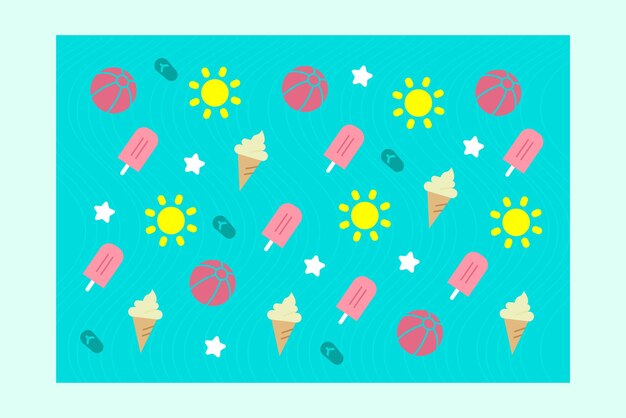 Vector summer sun and ice cream pattern