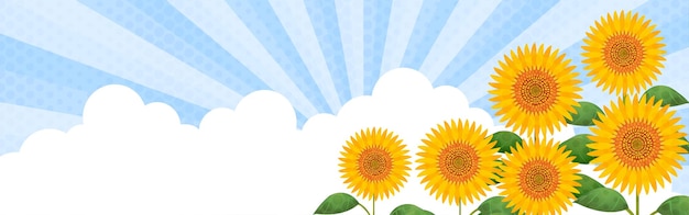 Summer Sunflower and Iridescent Clouds 320x100