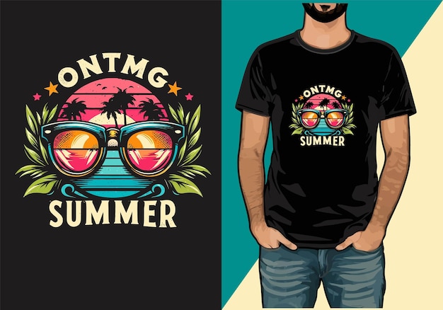 Vector summer sunglasses vector tshirt design vintage retro style colorful watercolor summer sunglasses