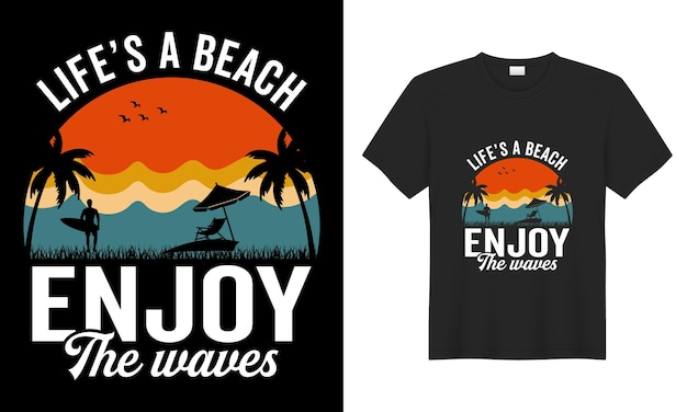 Summer sunset colorful Retro Vintage Funny typography vector Tshirt Design Enjoy Amazing Adventur