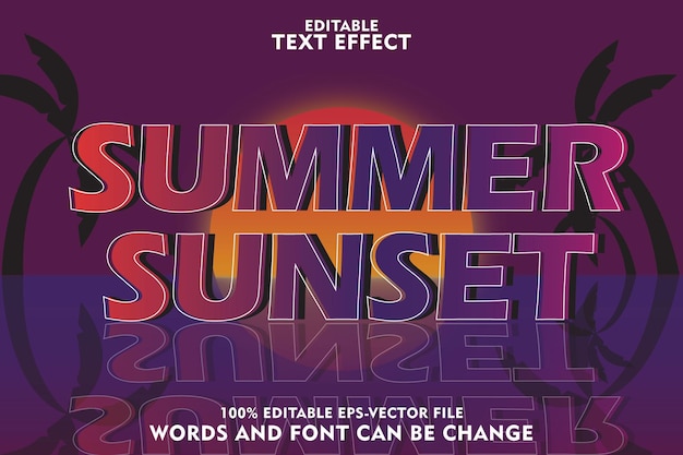 summer sunset editable text effect emboss modern style