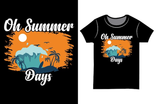 夏の夕日のビンテージ カラー t シャツのデザイン。ビーチシャツ。
