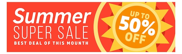 Summer super sale banner Horizontal discount poster