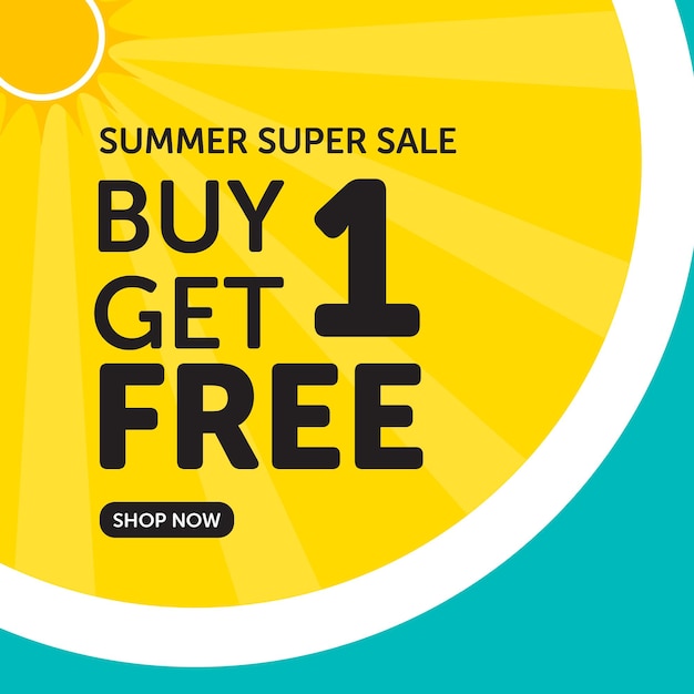 Summer super sale buy one get one free banner design template