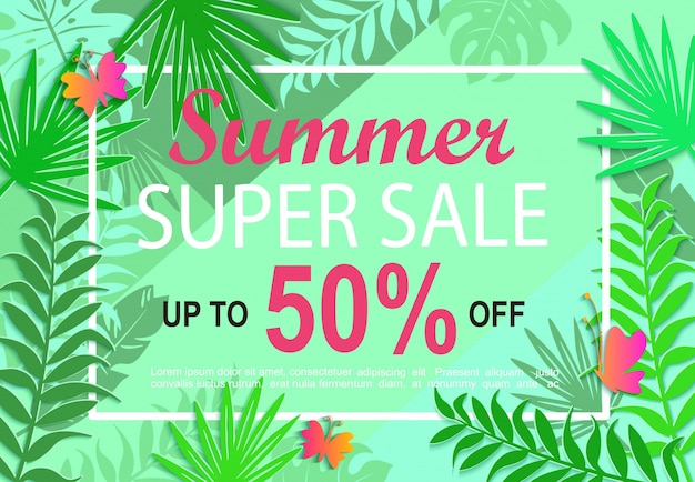 Summer super sale jungle background.