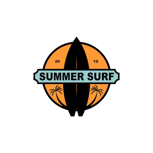summer surf badge vector logo design