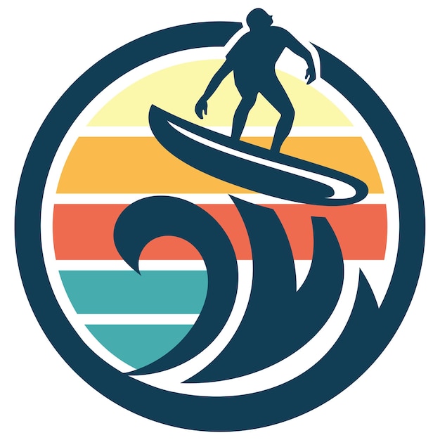 Vector summer surfing logo vector illustration 01