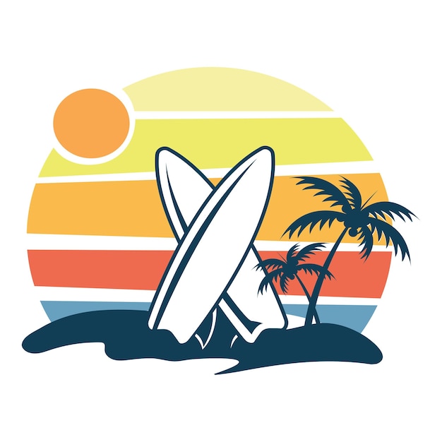 Летний серфинг логотип Векторная иллюстрация 01