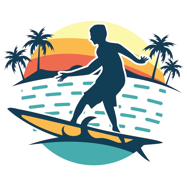 Vettore illustrazione vettoriale del logo summer surfing 03