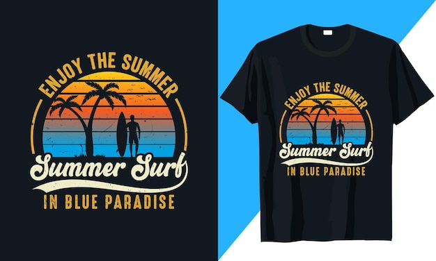 Summer surfing tshirt design vector