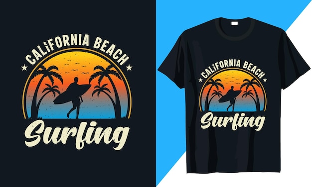 夏のサーフィンTシャツデザインベクトル