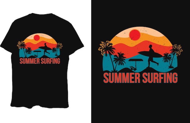 Summer surfing tshirt design