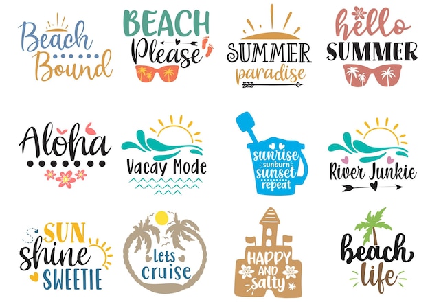 Vector summer svg bundle designs beach svg bundle