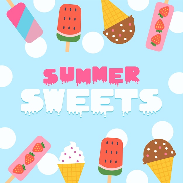 Vector summer sweets dessert illustration