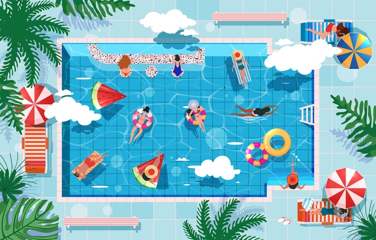 Vector 여름 수영 활동 개념