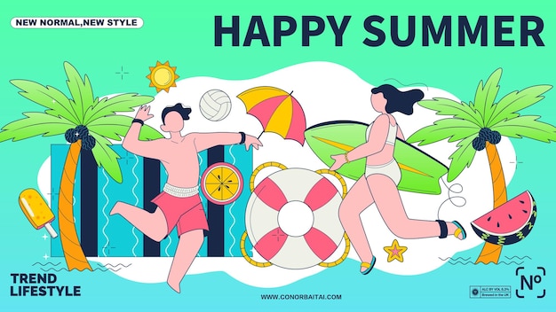 Vector summer swimming party setting
