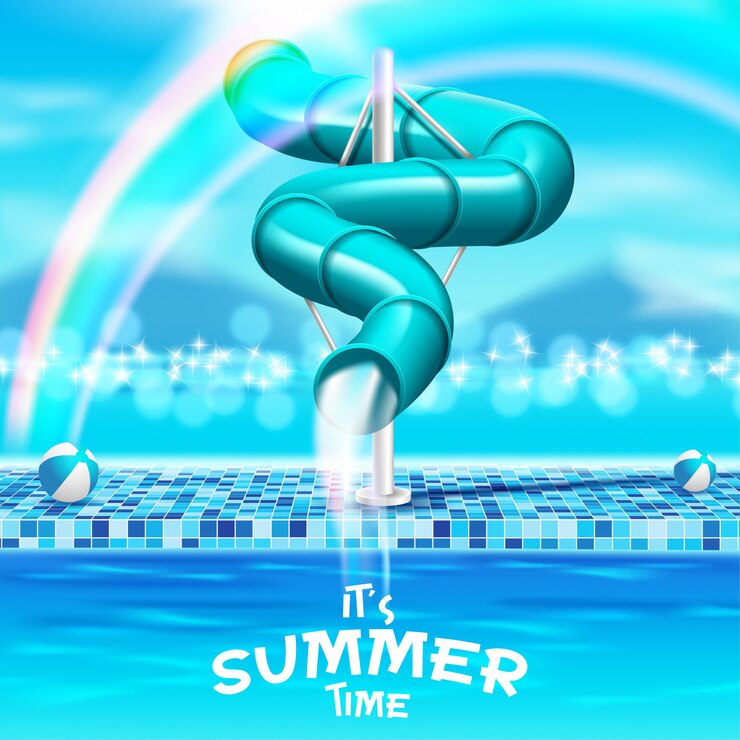 Vector summer swimming pool slide