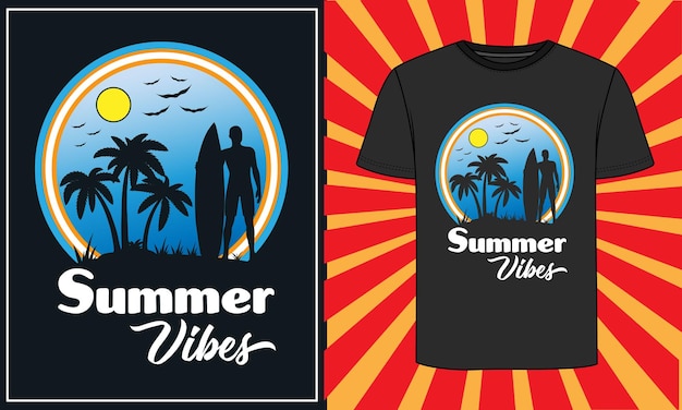 夏の t シャツのデザイン 夏のデザインとプレミアム ベクトル