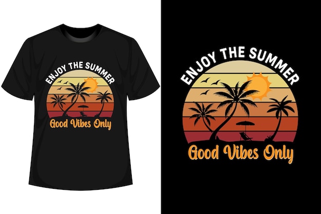 Summer T shirt Design Summer Vintage Shirt And Vector Mockup