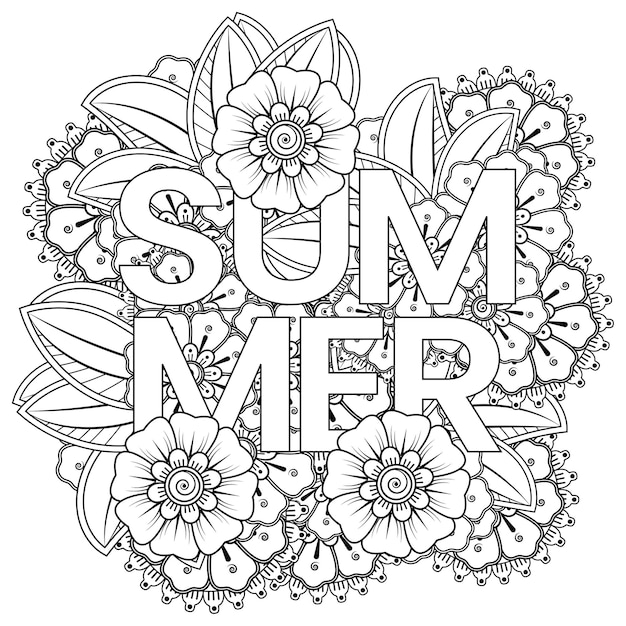 Summer template with mehndi flower