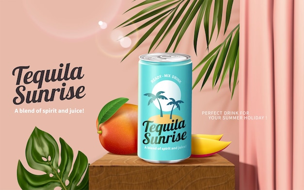 Summer tequila sunrise cocktail ad