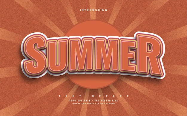 Summer text in bold orange with vintage style. editable text style effects