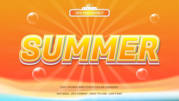 Summer text effect 3d editable style