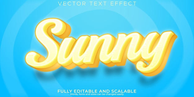 Vector summer text effect editable sunny and beach font style